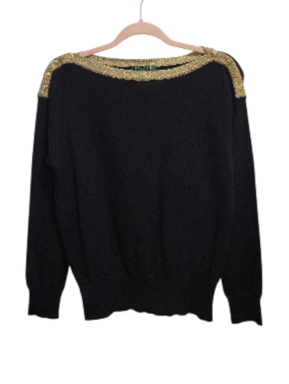 NWT Lauren Ralph Lauren Black & Gold Sweater